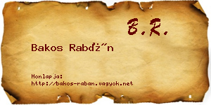 Bakos Rabán névjegykártya